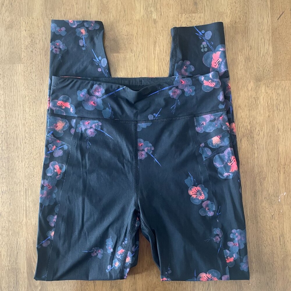 Sweaty Betty Floral Leggings, Black Floral, Size S Short - Picture 2 of 6